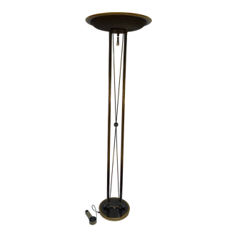 Vintage floor lamp in brass, bronze and black metal design by G. Frattini, Relco Milano, 70's