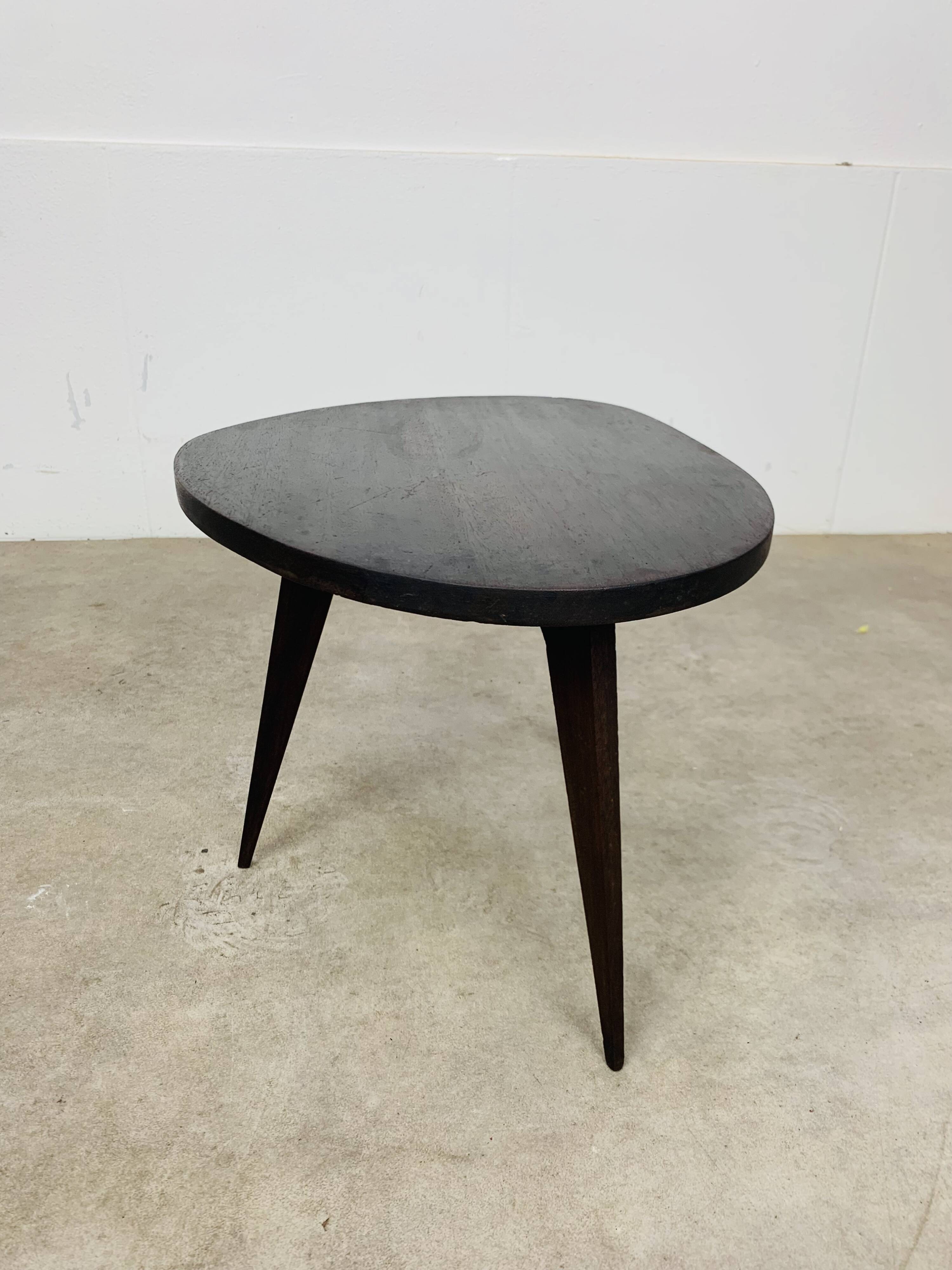 Tripod plant stand with compass feet, wood, 1950s