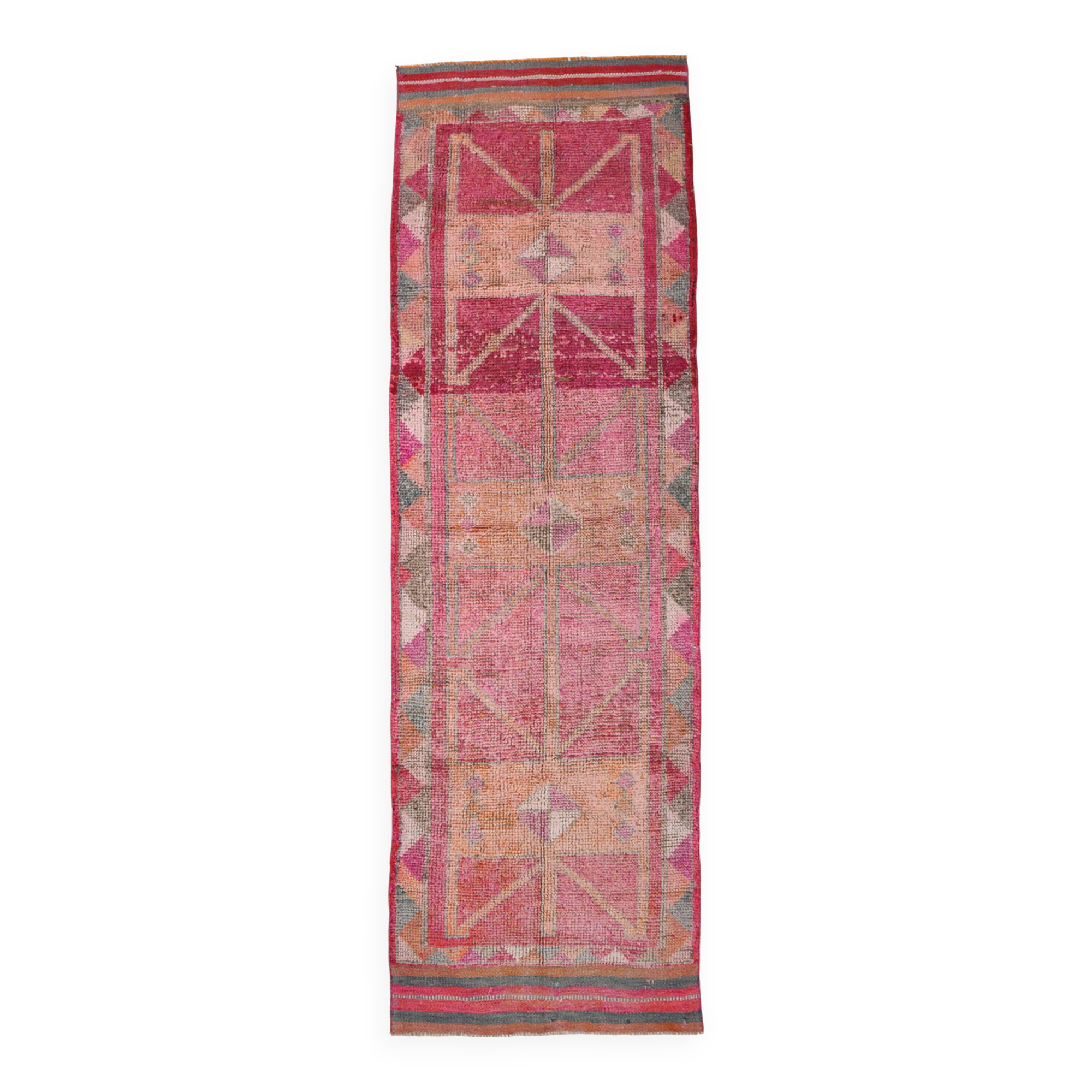 Pink Red Turkish Runner Rug 92x291Cm SKU 18199