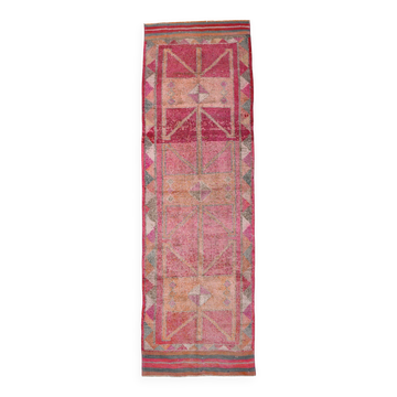 Pink Red Turkish Runner Rug 92x291Cm SKU 18199