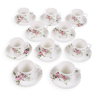 Service de 10 tasses avec soucoupe haviland france limoges