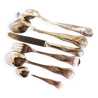 Antique art nouveau silver-plated cutlery set, Louis XV table cutlery.