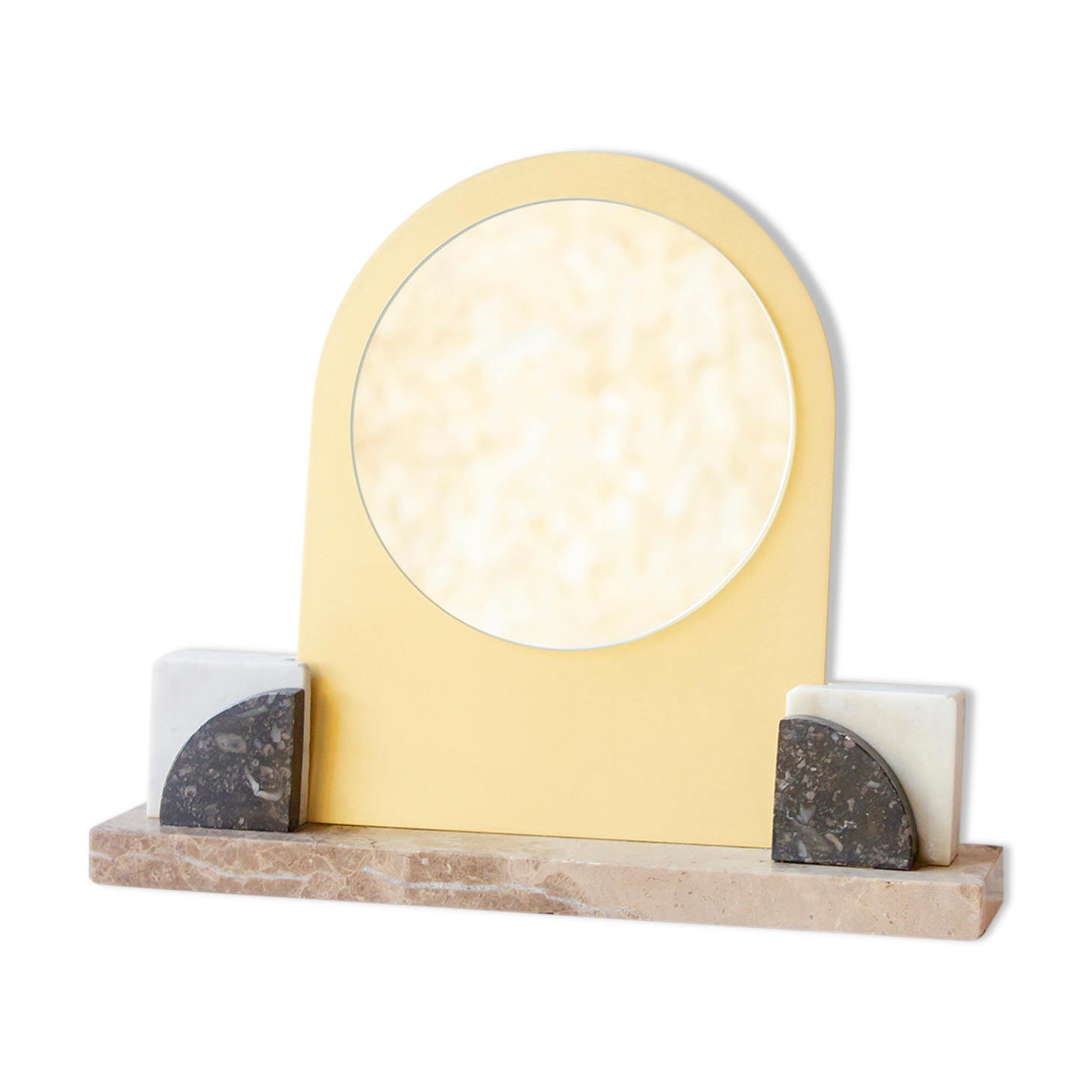 Mirror on base in brass and marble 3 colors