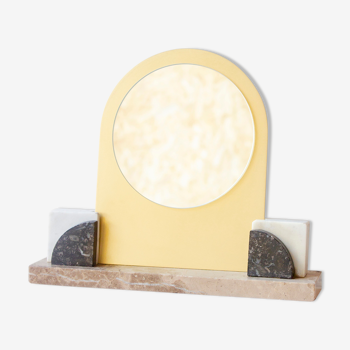 Mirror on base in brass and marble 3 colors