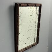 Antique tramp art folk art distressed mirror, Belgium ca 1900s