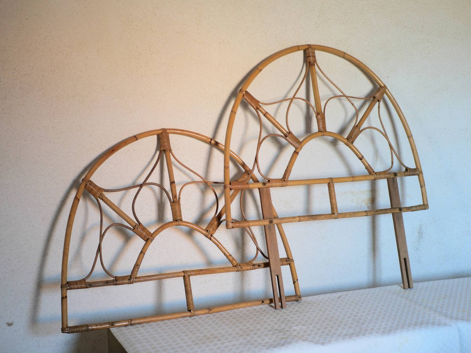 Pair of rattan headboards