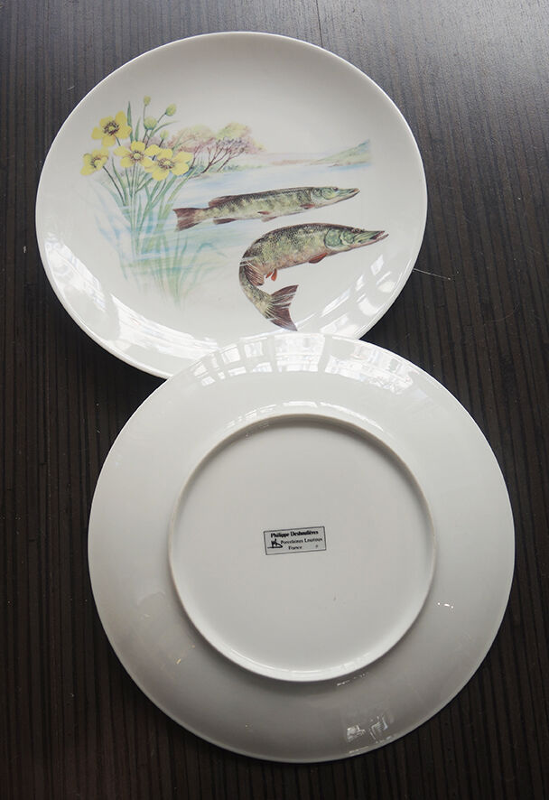 Lot De 4 Assiettes à Dessert Philippe Deshoulières - Porcelaine Multicolore, Occasion En Bon état
