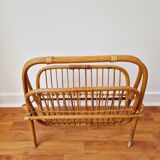 Foldable rattan magazine rack - Vintage