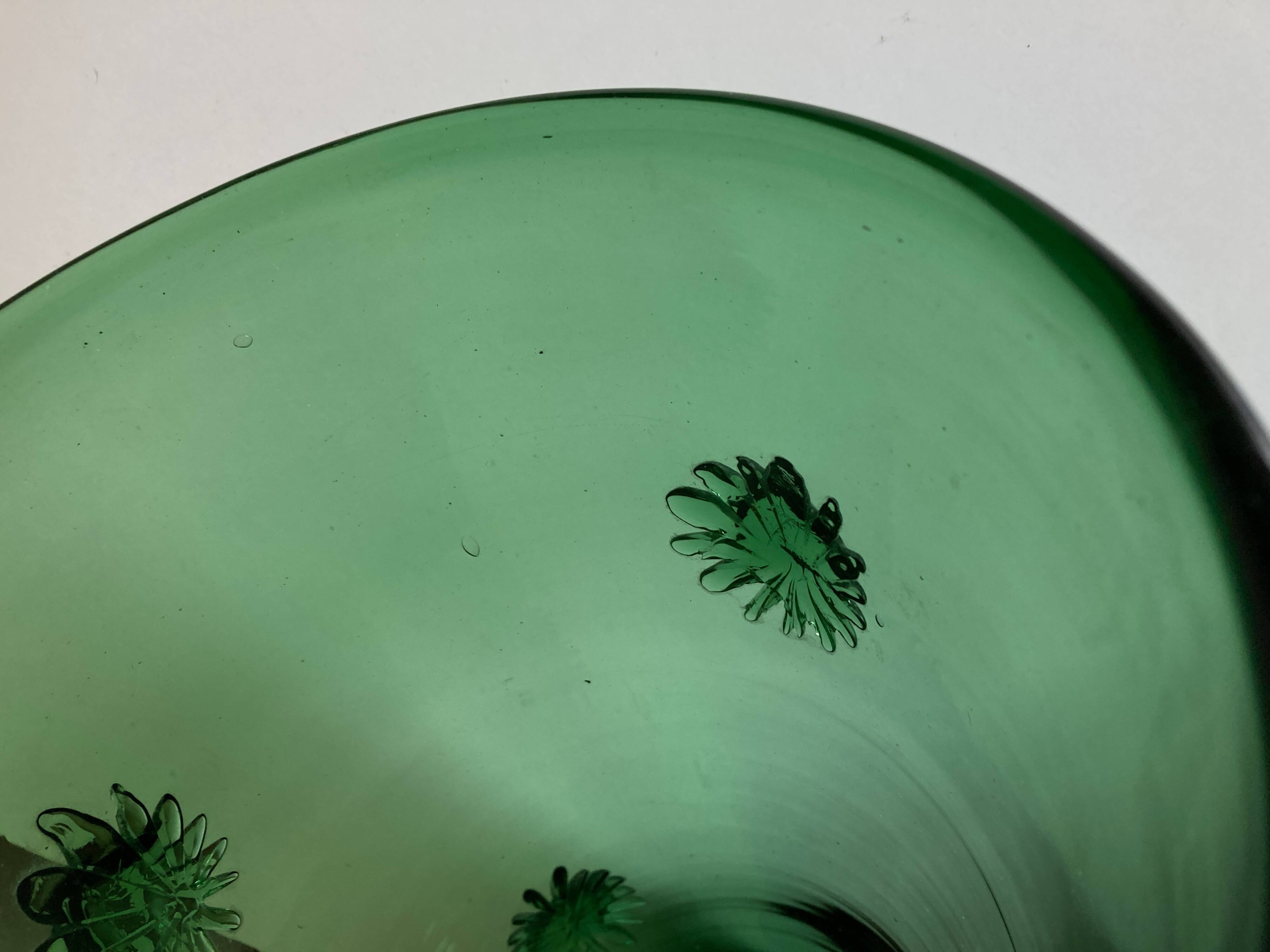 Xxl vase in sun-blown glass italian work empoli 1960