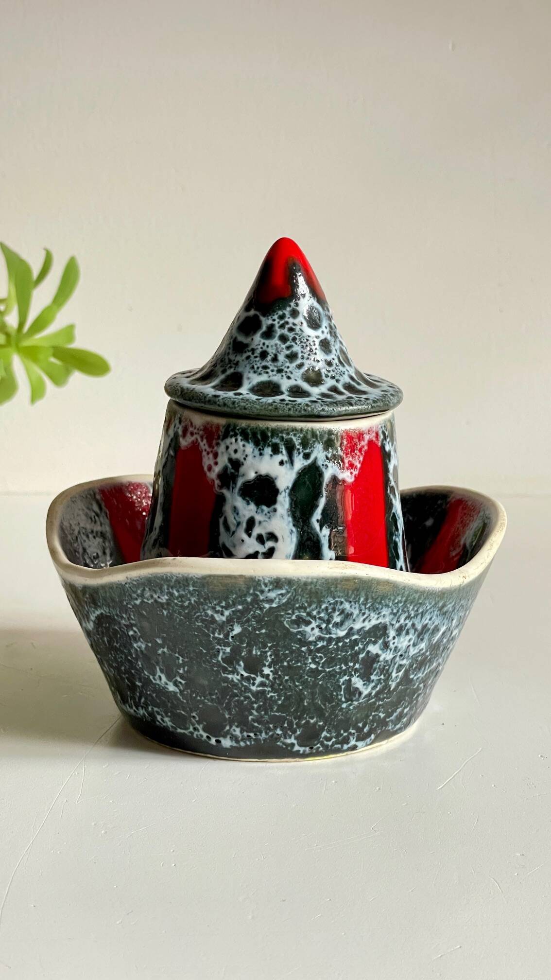 Vintage Vallauris ceramic candy and sugar bowl