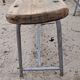 vintage metal and wood bench pair