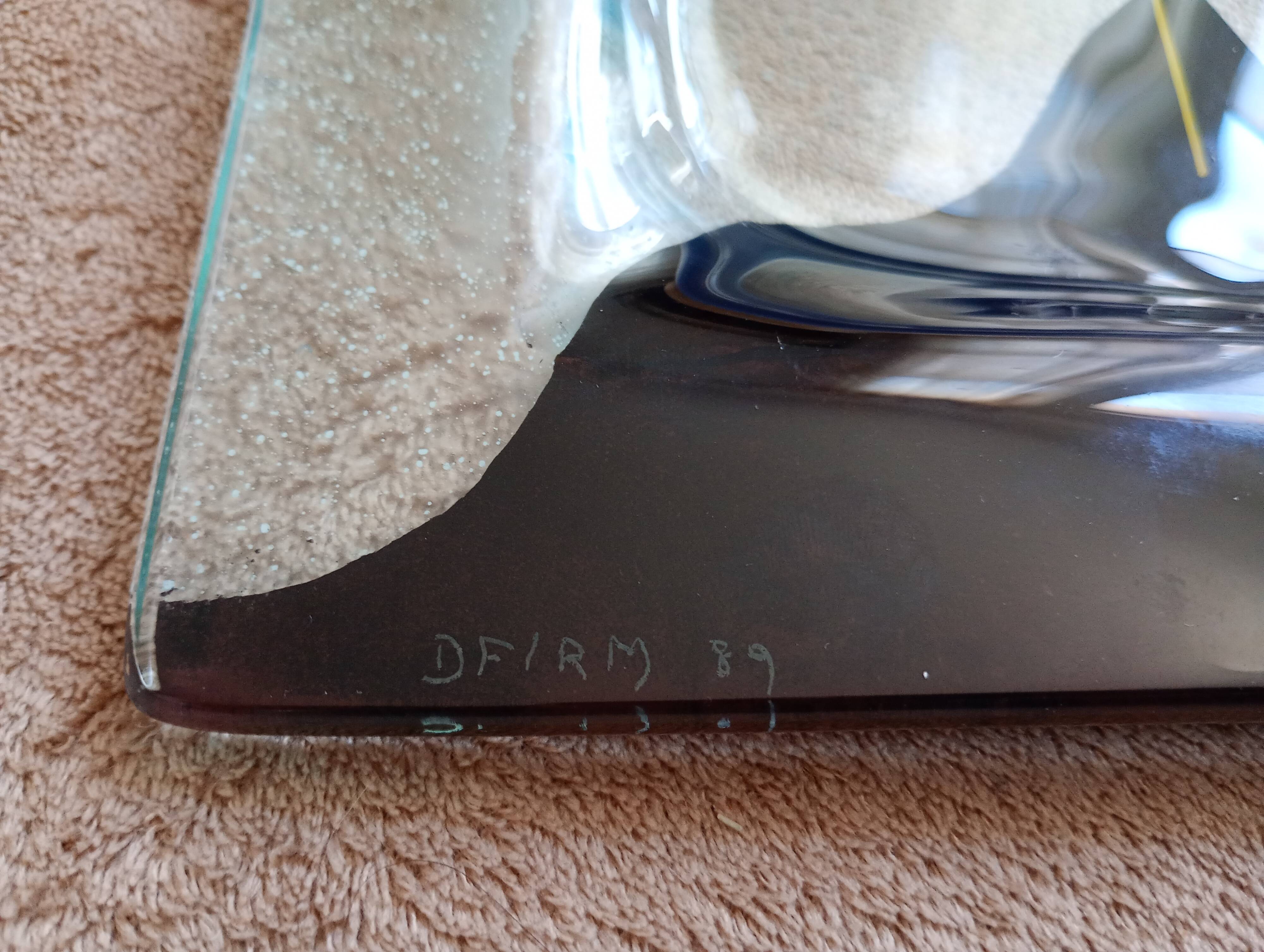 signed glass ashtray. Vintage 1990