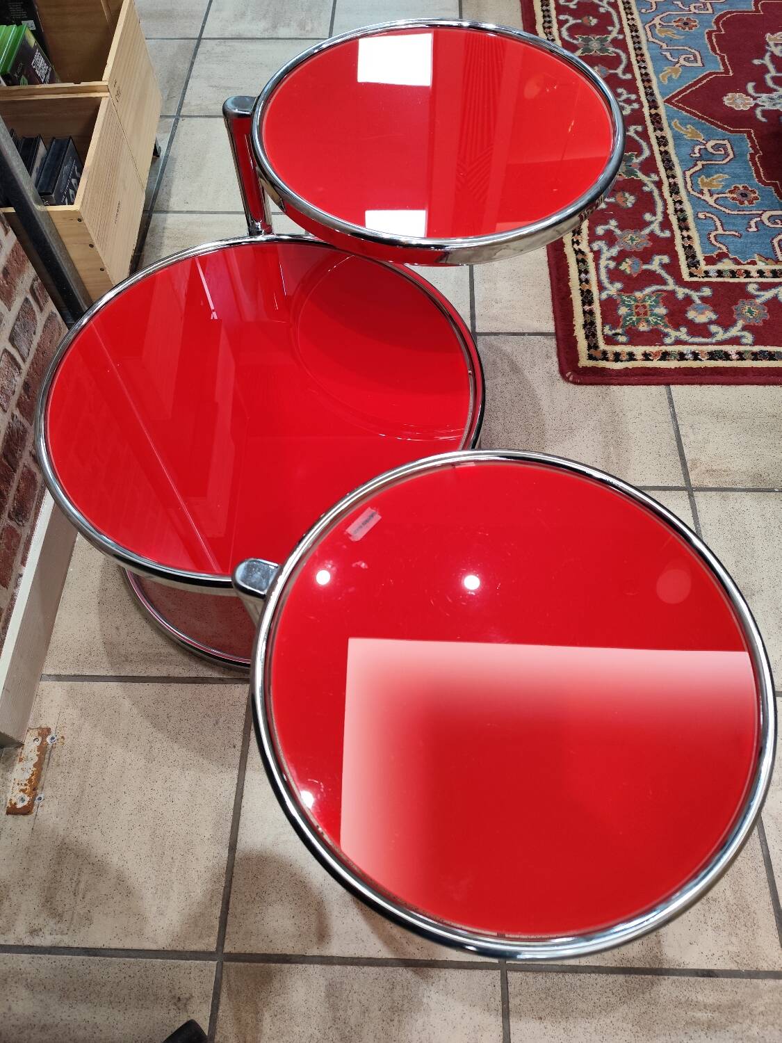 Red tempered glass coffee table
