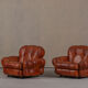 Fauteuils de club italiens vintage en simili cuir cognac, Italie années 1970, ensemble de 2
