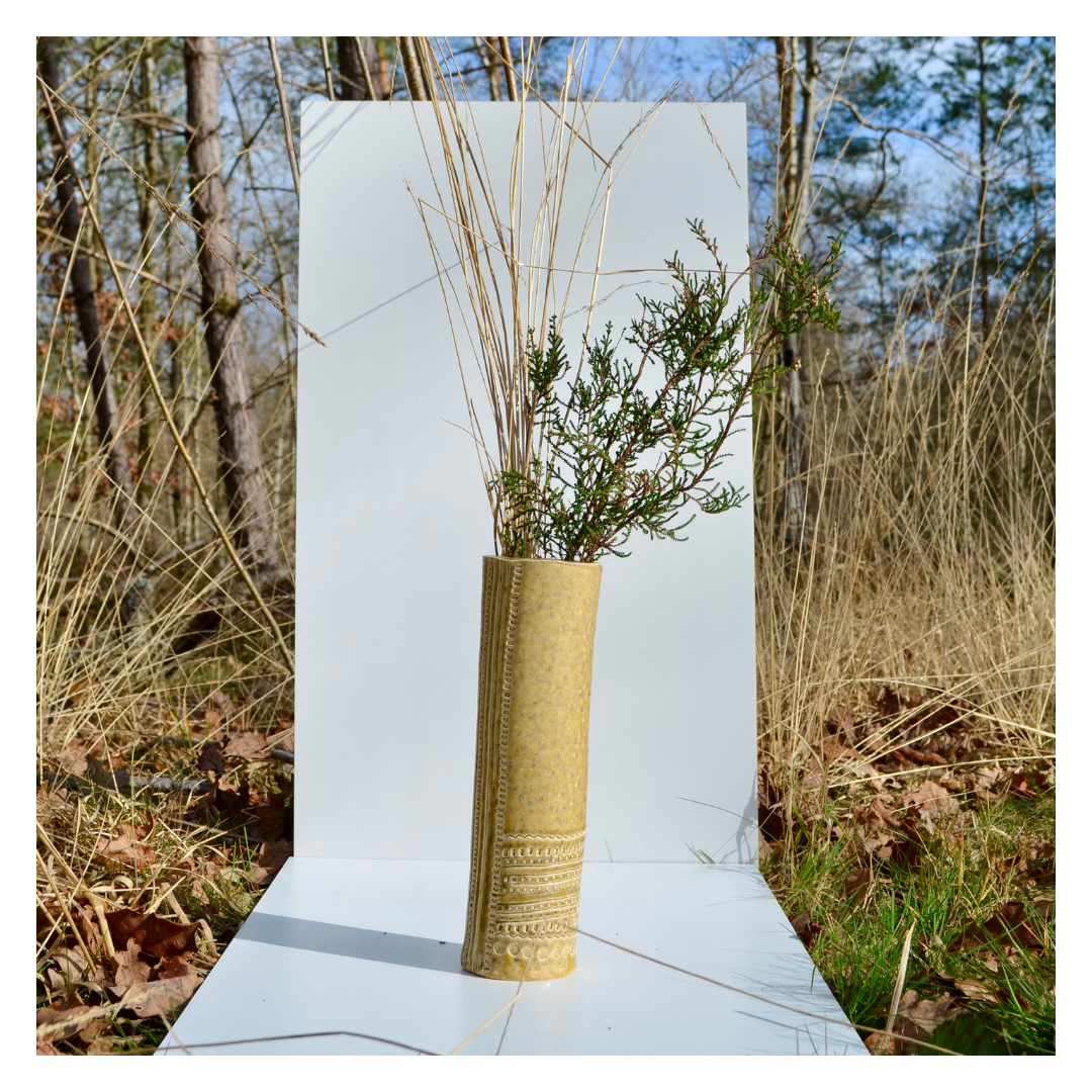 Artisanal sandstone vase signed A.M.