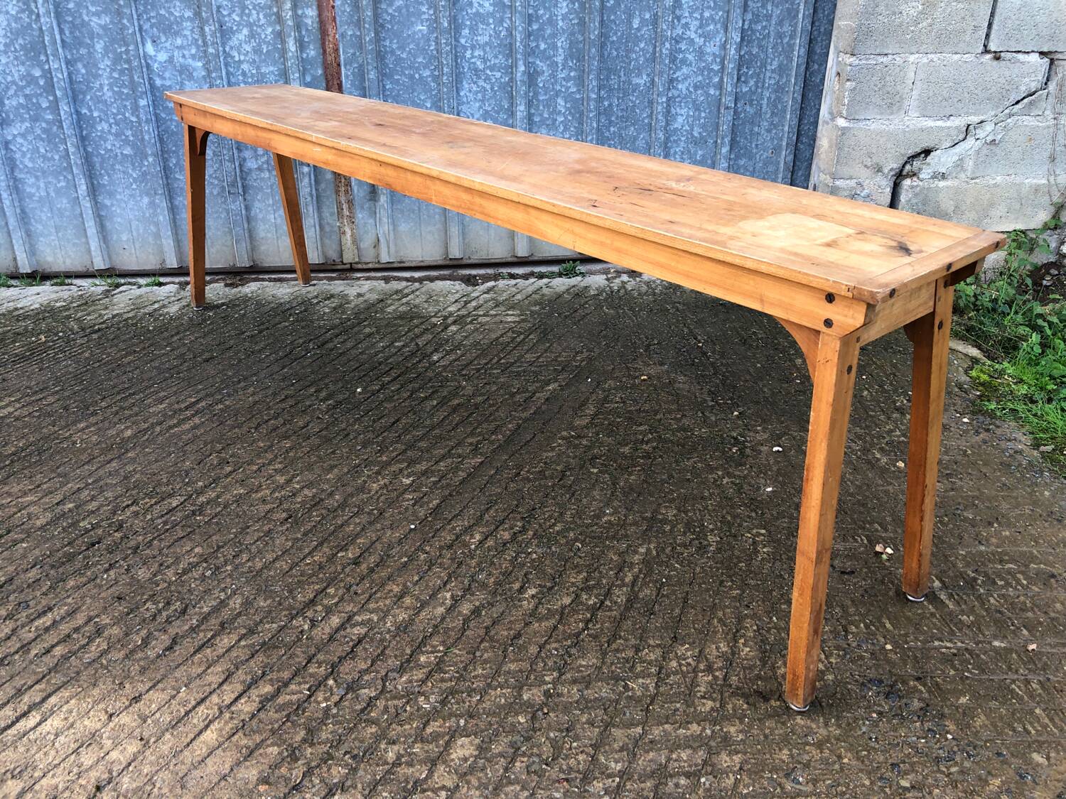 Table console vintage en hêtre massif