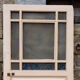 Old glass door, cathedral glass, wood, vintage