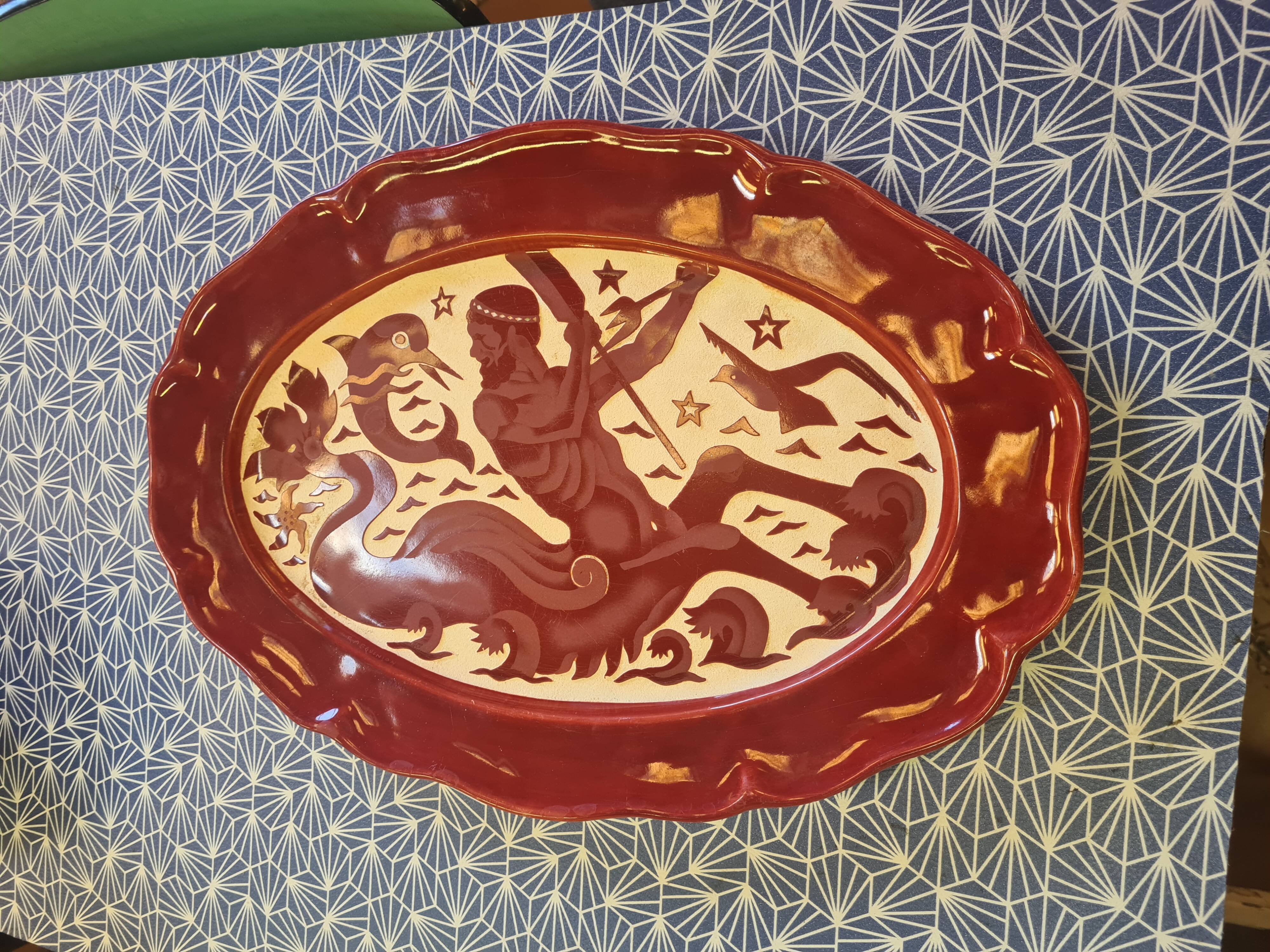 Ceramic dish by roger mequinion art-deco signed