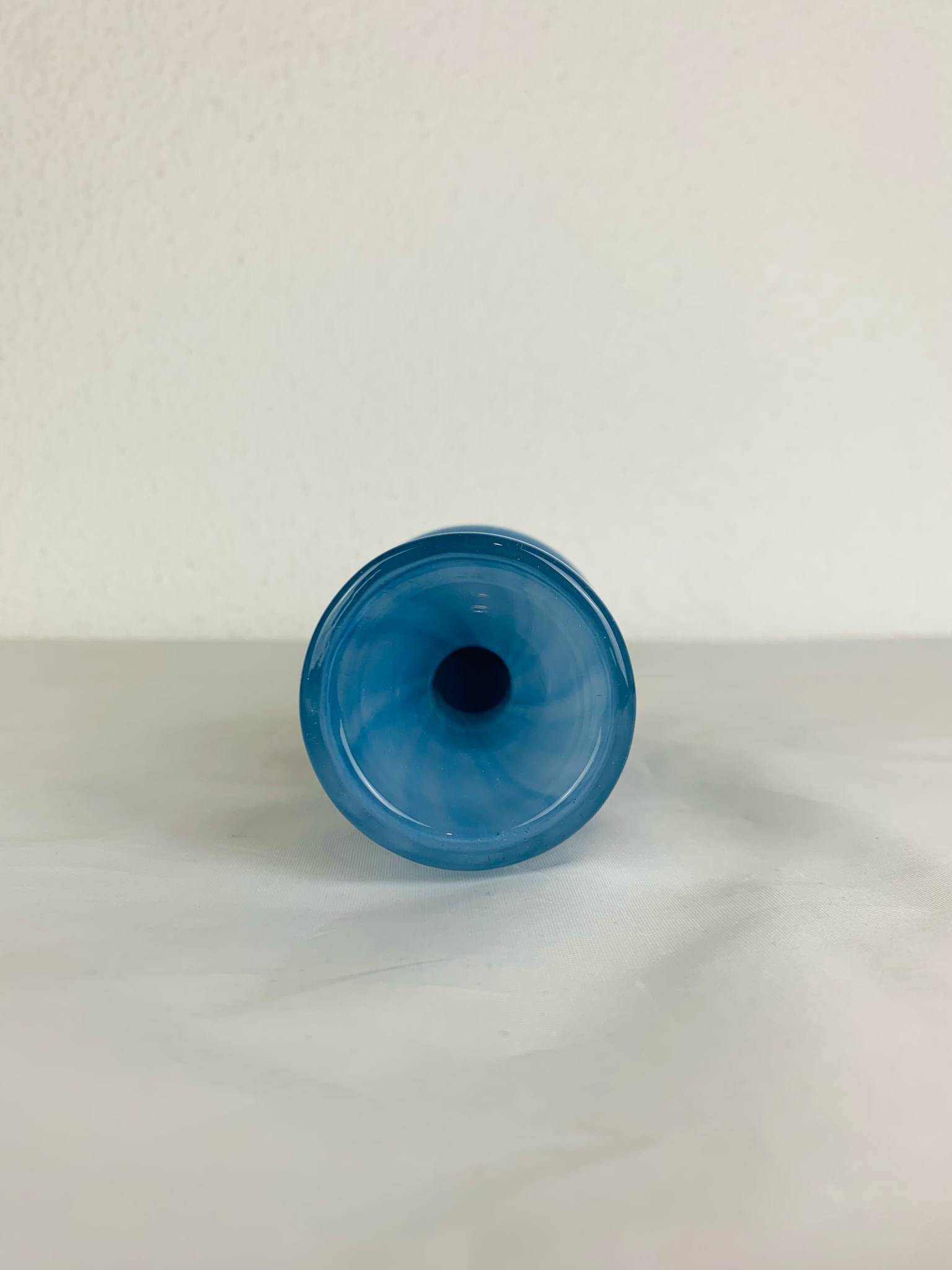 Vintage blue glass vase in Scandinavian style