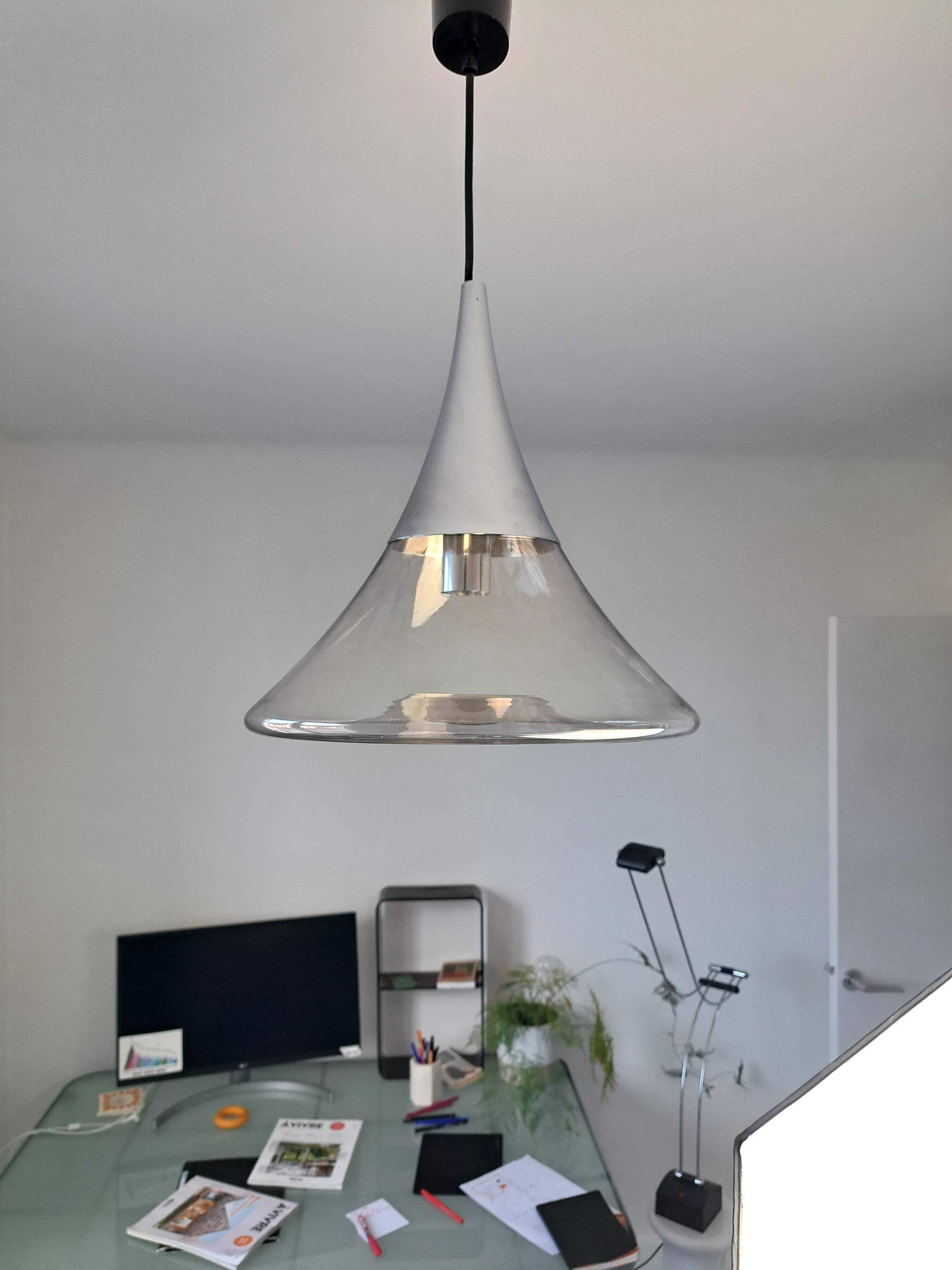 Vintage Glashütte Limburg space age pendant light