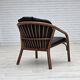 1970s, Danish armchair, rattan, black artificial leather.