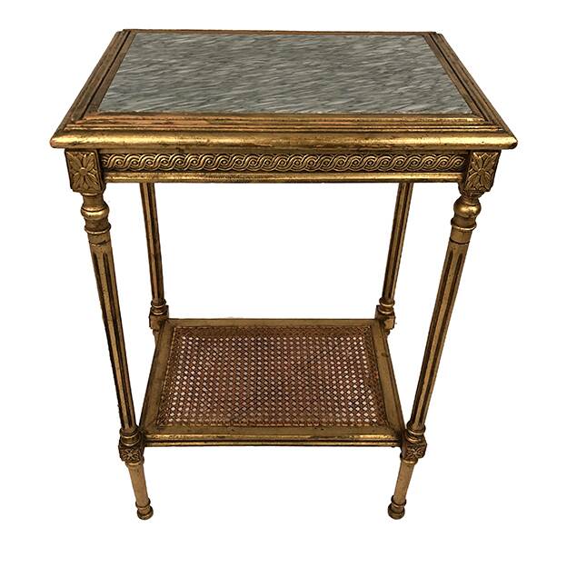 Louis XVI style pedestal table in gilded wood and marble top