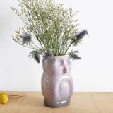 Owl vase in glazed ceramic