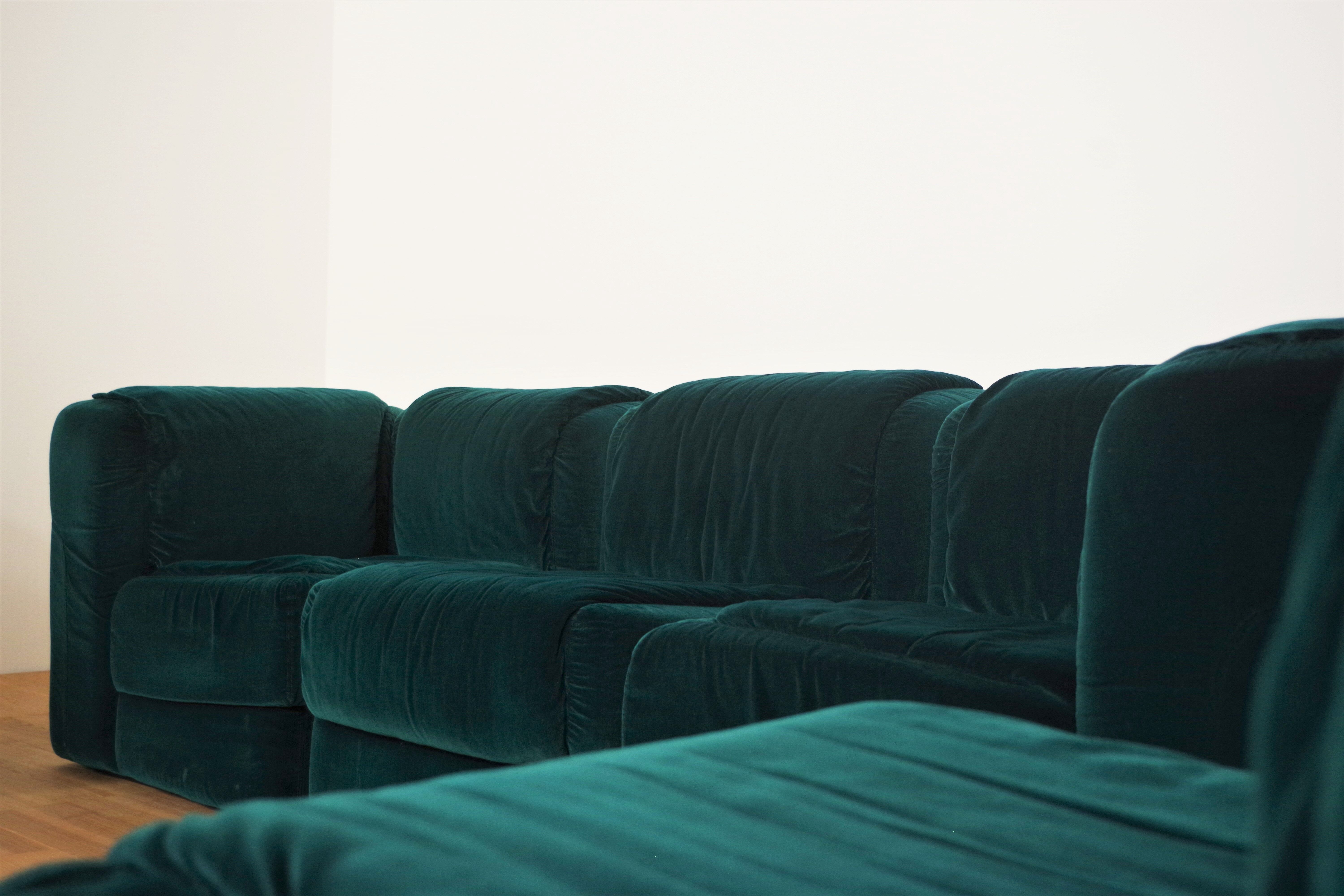Fauteuils en Chenille de Seven Salotti, 1970s, Set de 5