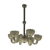 Venetian chandelier in colorless murano glass blown pressed and molded around 1950