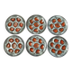Set of 6 Vintage French Blue Grey & Orange  Hand Painted Pordic 6 Serving Oyster Plates 4973