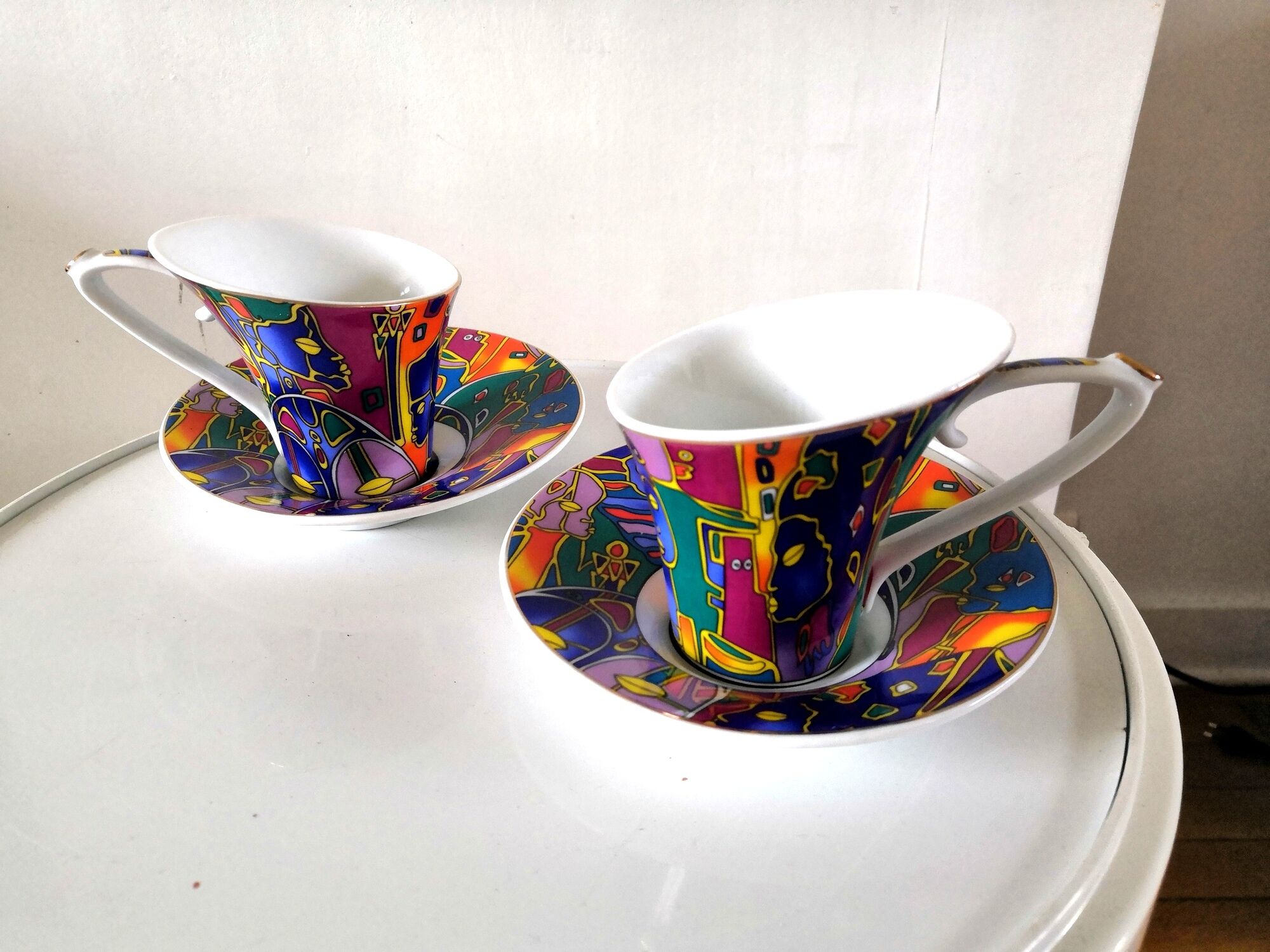 Paire de tasses et soucoupes design so french, décor du galion