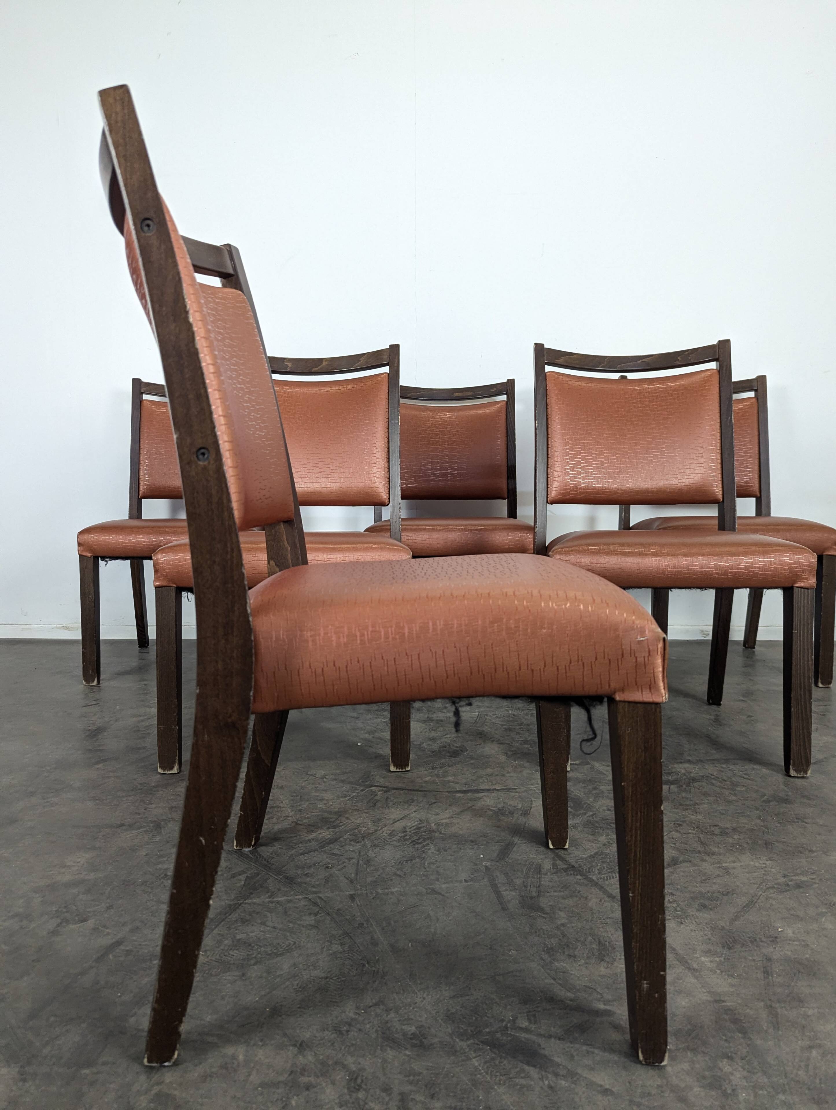 Série de 6 chaises vintage couleur cuivre