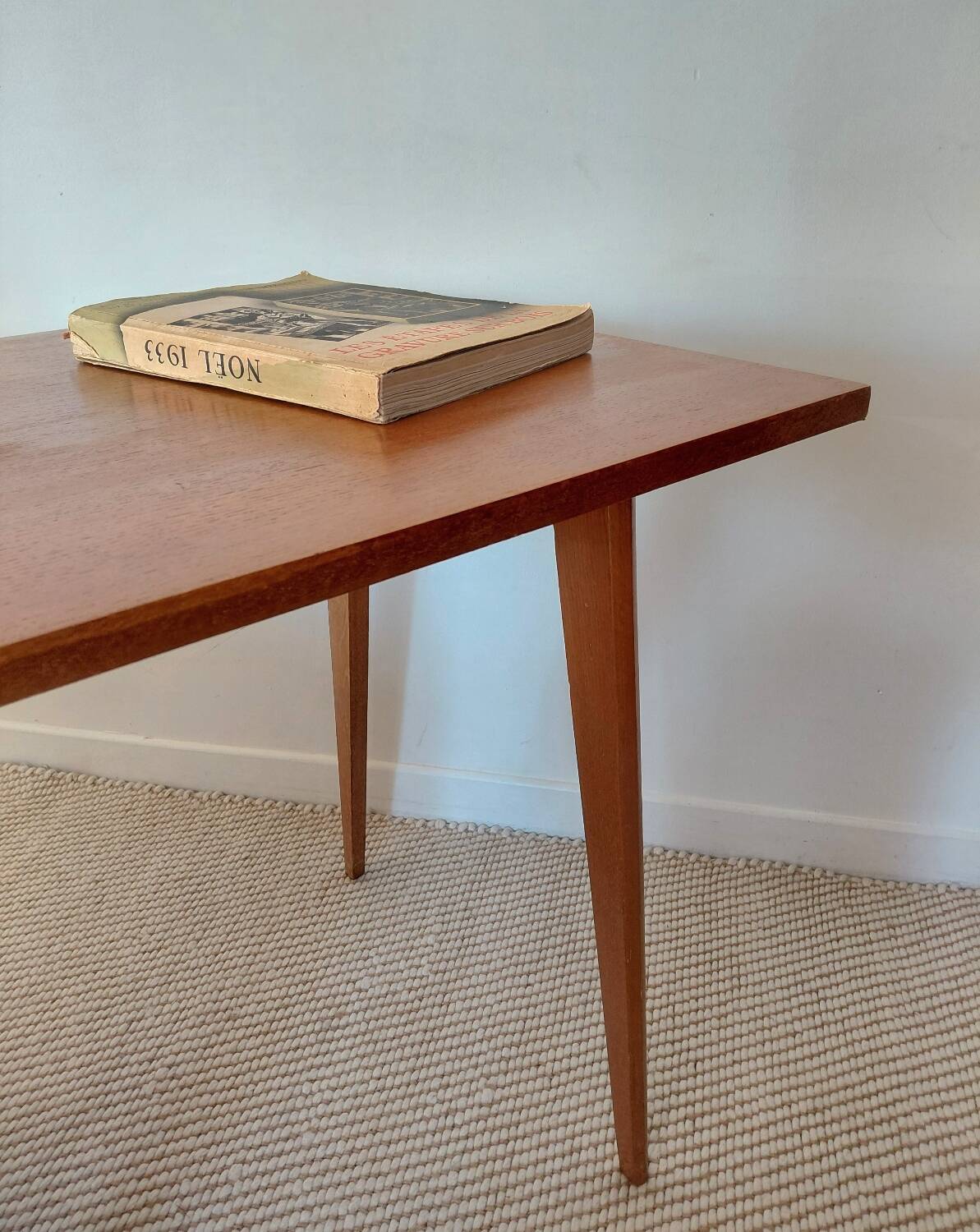 Vintage Scandinavian desk with a floating top and splayed legs - 1960.