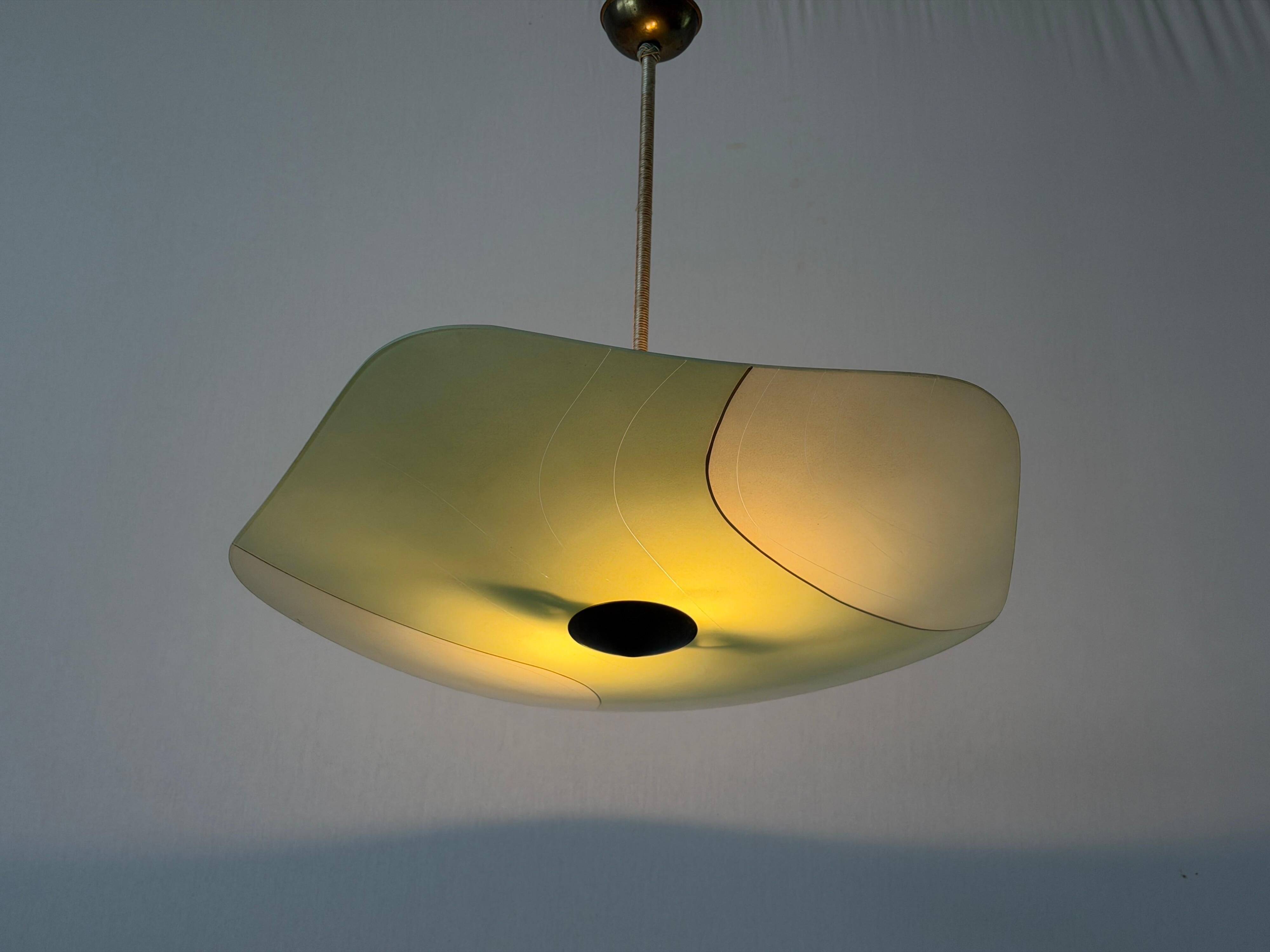 Art Deco pentagonal green glass ceiling light, 1940s, Germany