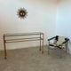 Antique console table in twisted gilded brass and glass Italian design from the 60s vintage table