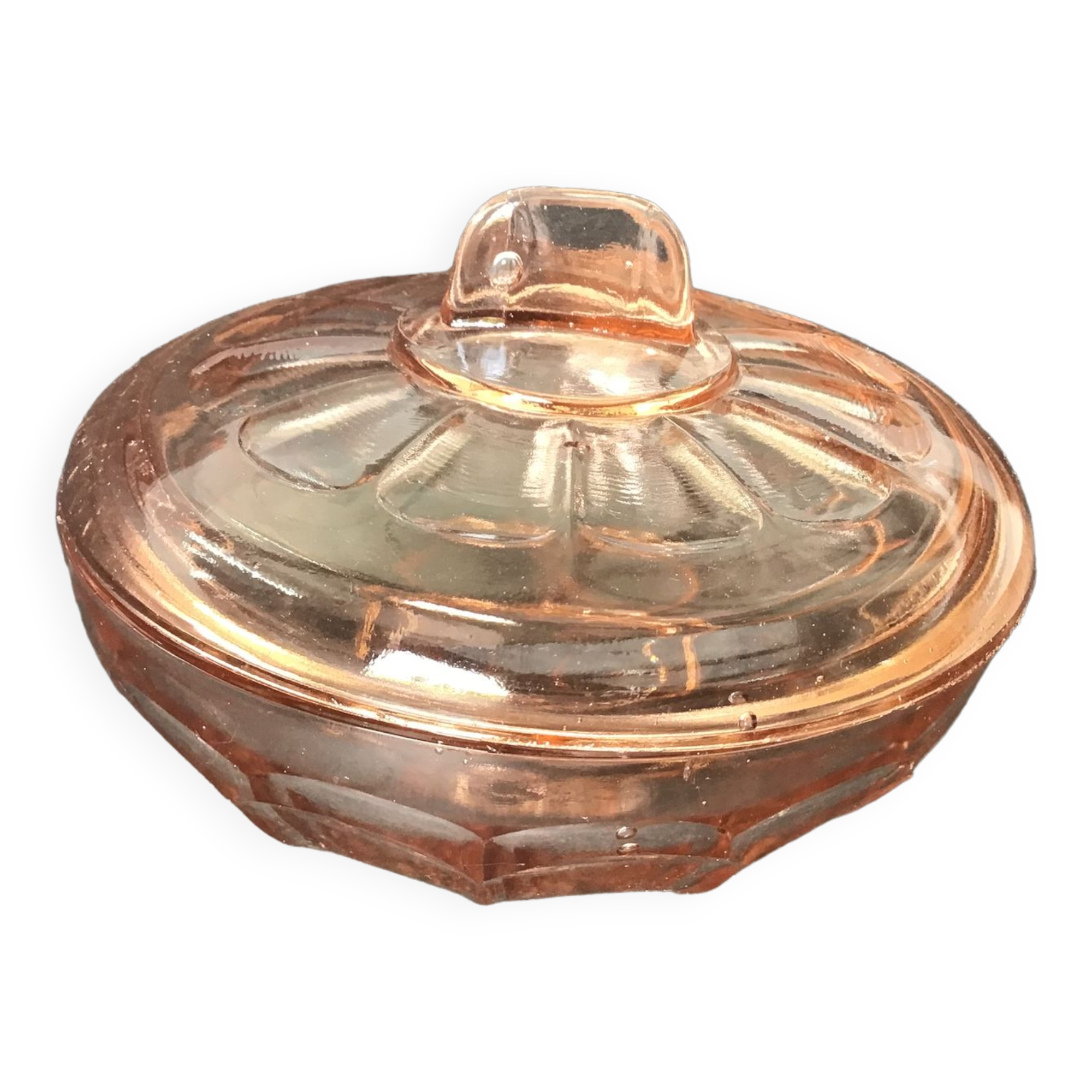 Vintage pink glass candy box
