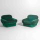 Paire de fauteuils de salon en velours vert, Italie, années 1970