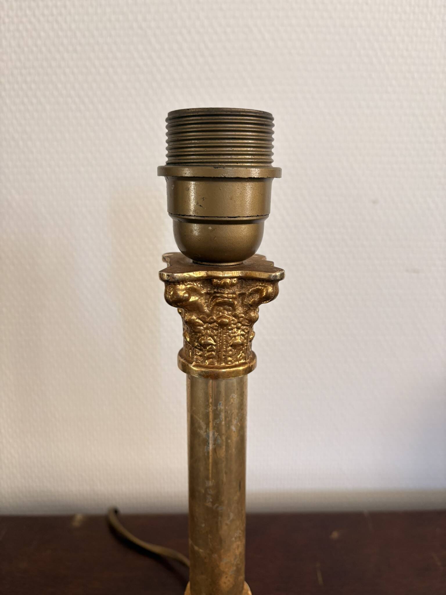 Antique Column Candle Holder Lamp Golden Brass Empire Corinthian Neo-Classical