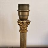 Antique Column Candle Holder Lamp Golden Brass Empire Corinthian Neo-Classical