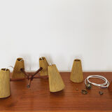 Teakwood and raffia bast chandelier by Temde