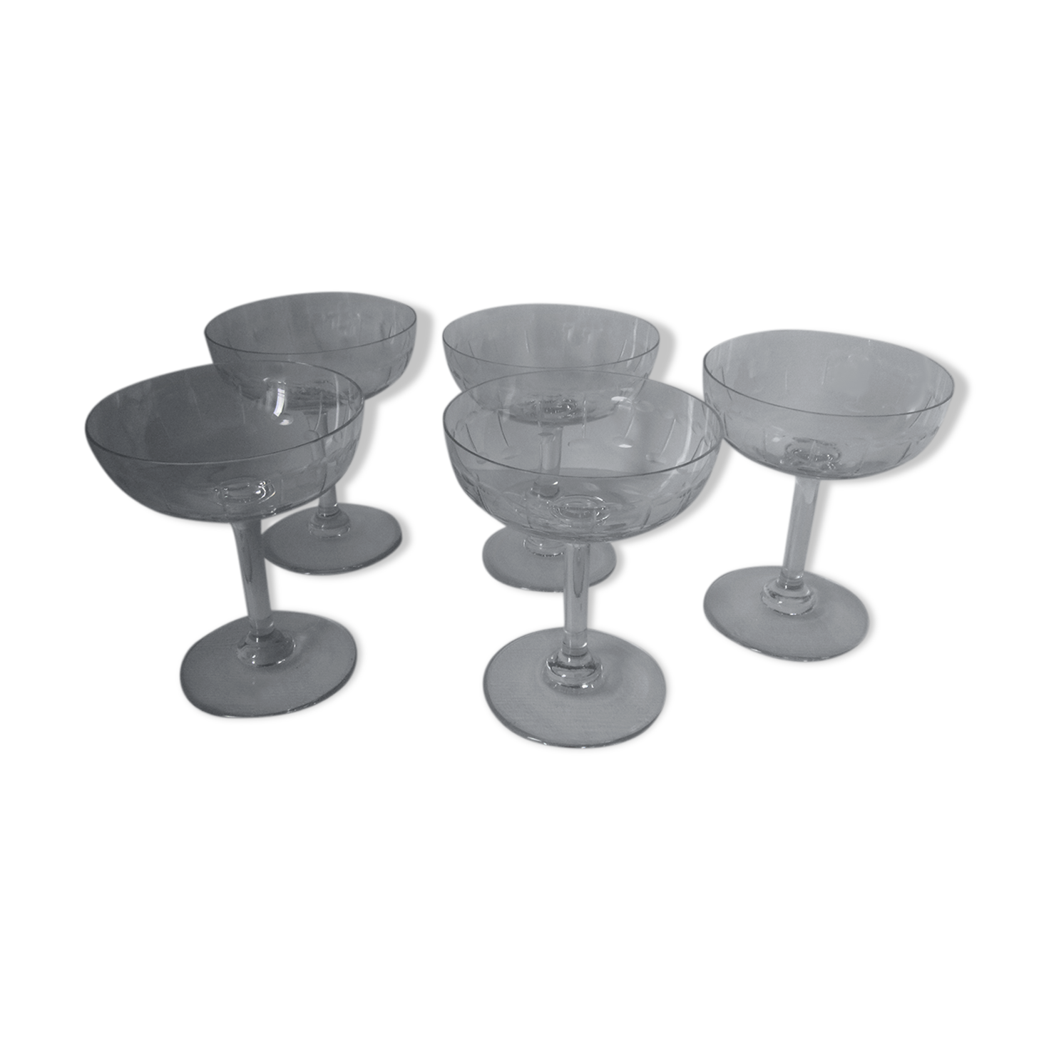 5 antique champagne cups