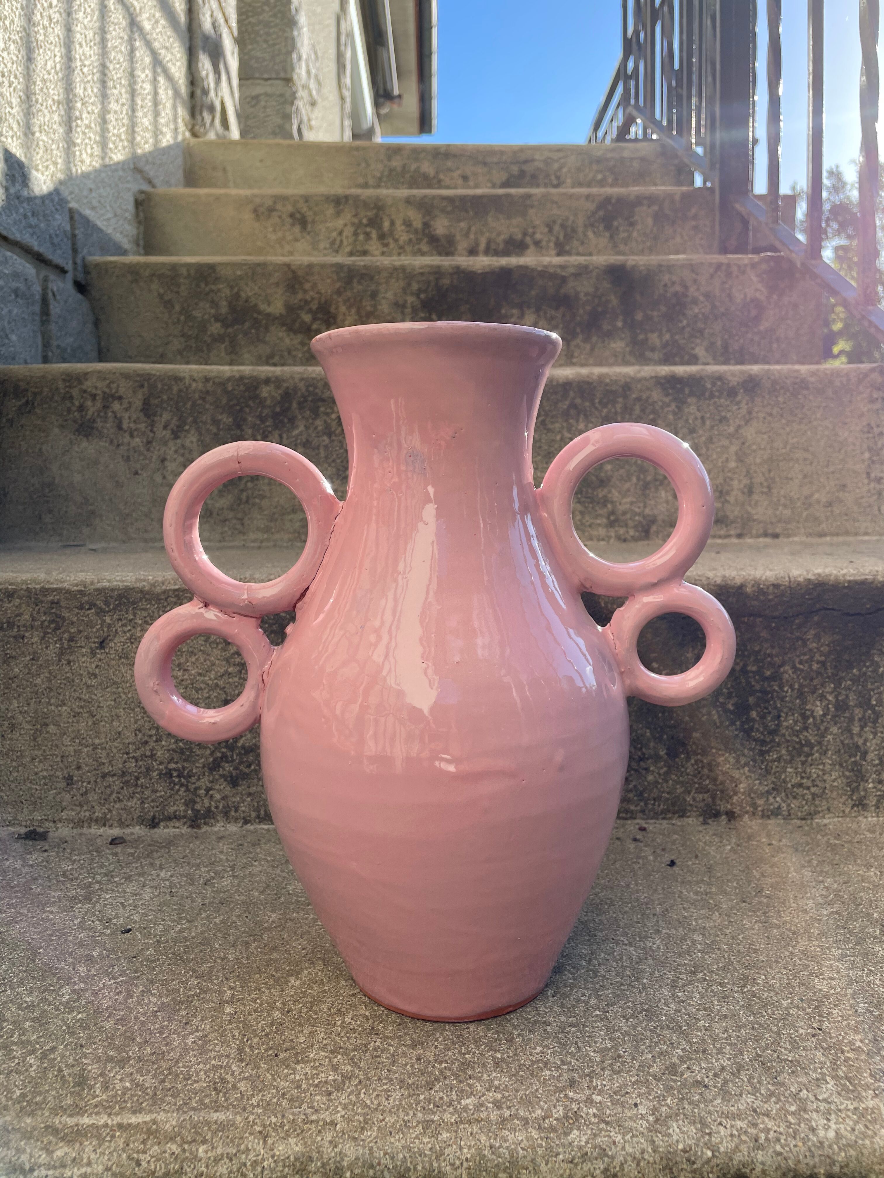 Handmade XL Circular Ceramic Abstract Vase