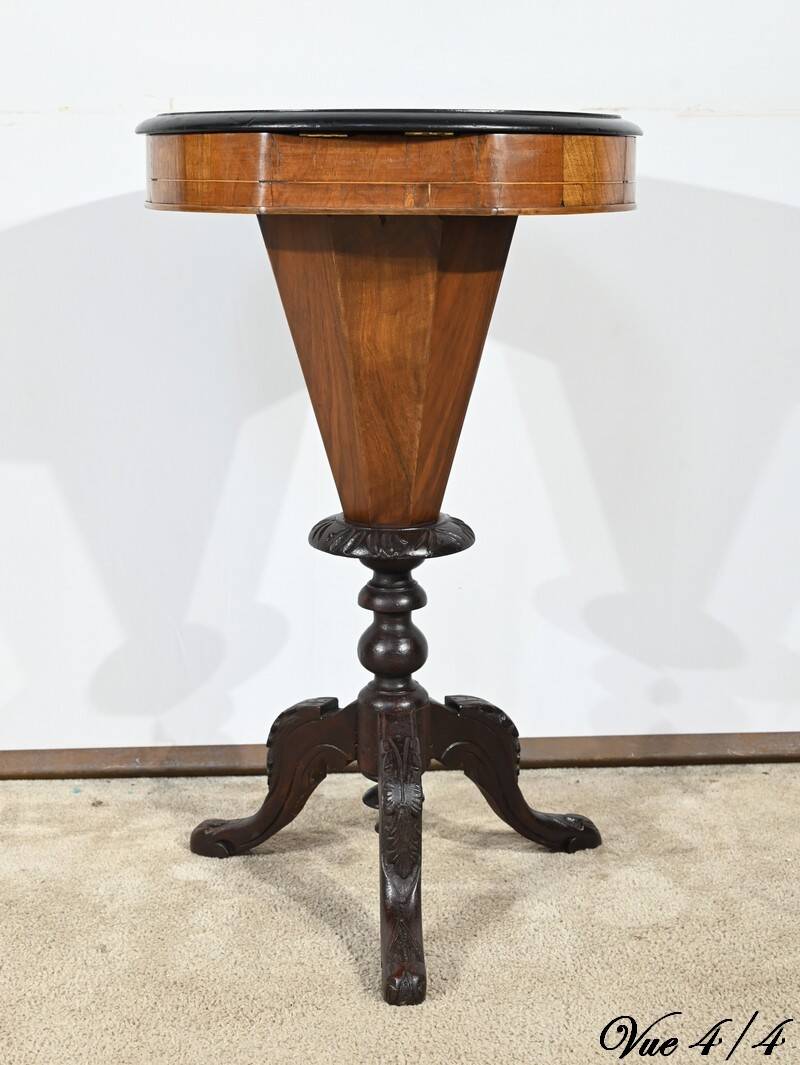 Trumpet Table for Work and Games, Walnut – Late 19th Century