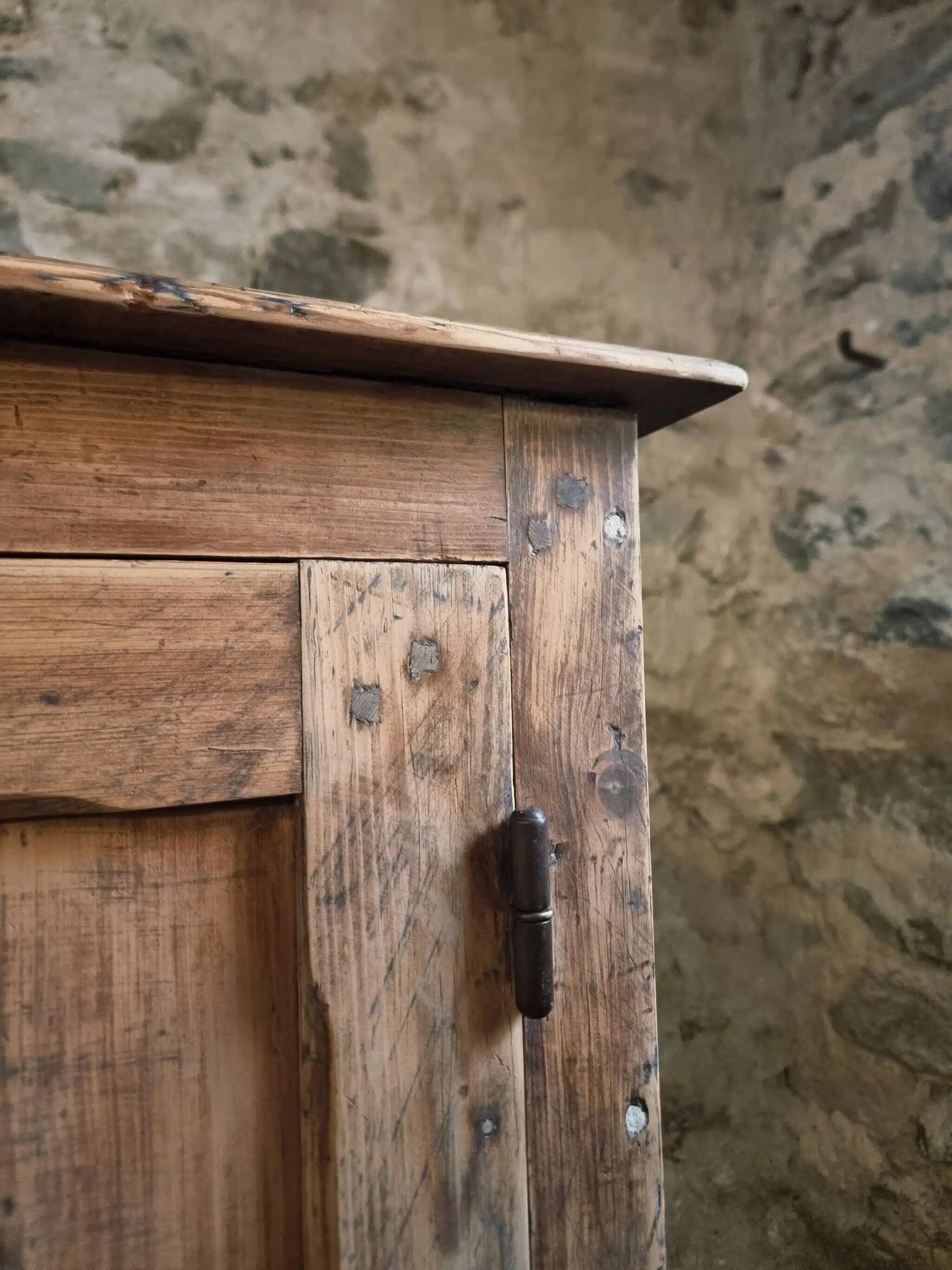 Antique French work cabinet in pine with two doors – rustic country style