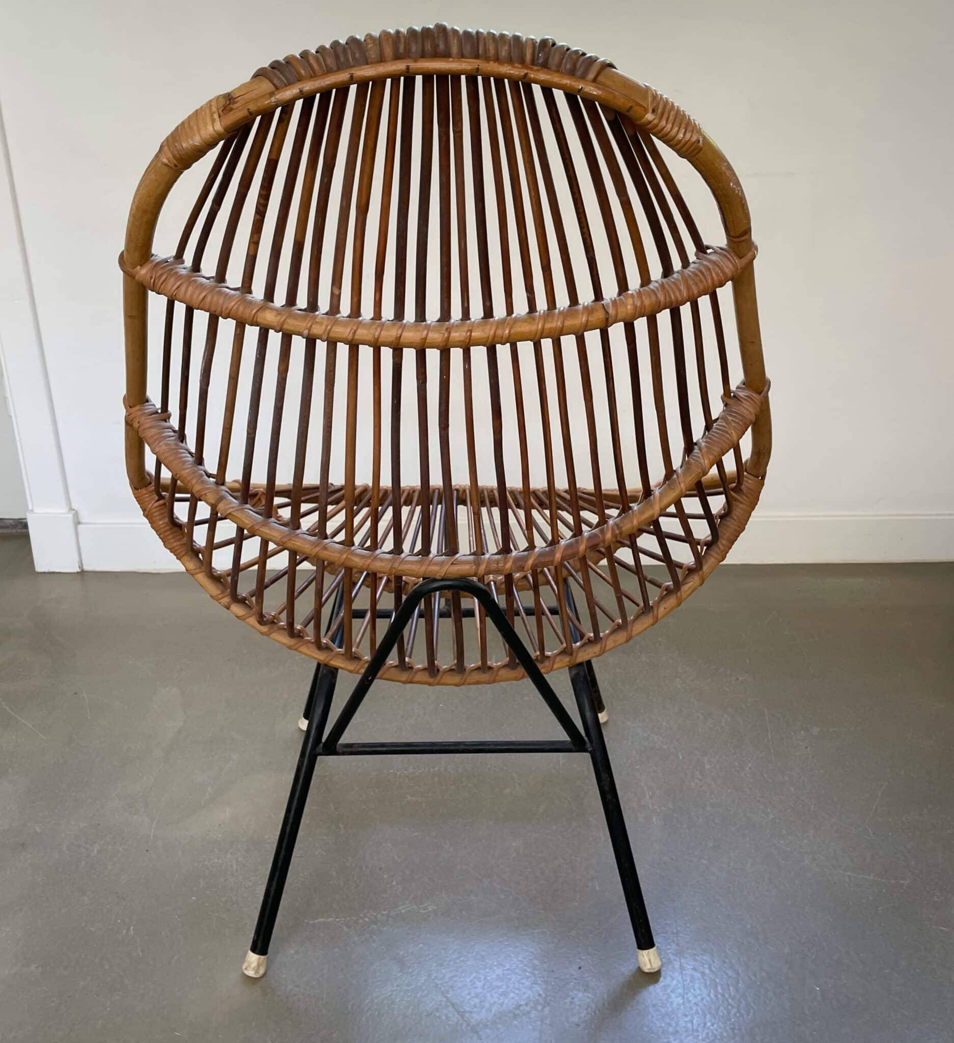 Rattan chair, vintage design, 1960s