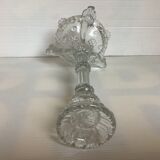 Bougeoir verre moulé épais poissons et fleurs
