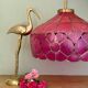 Suspension abat-jour vintage en nacre rose