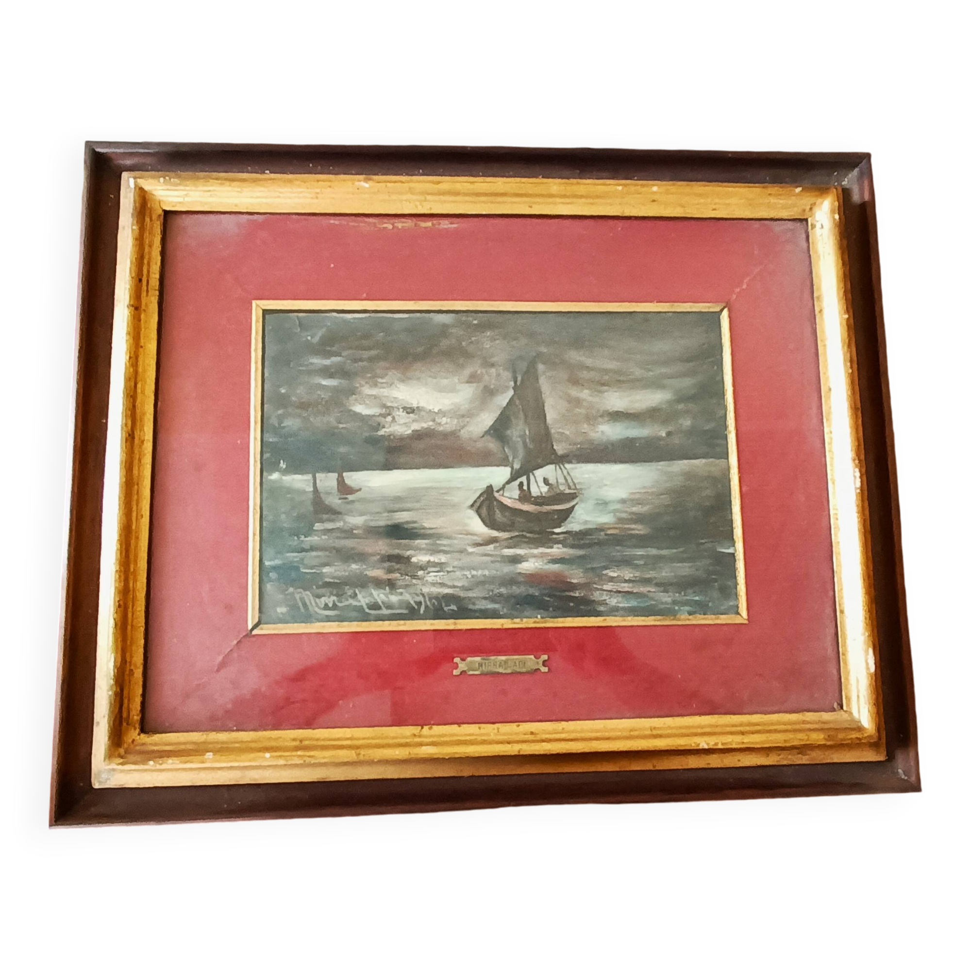 peinture à l'huile marine sur bois - Mirra Lapi (Santa Croce sull'Arno 20ème siècle)