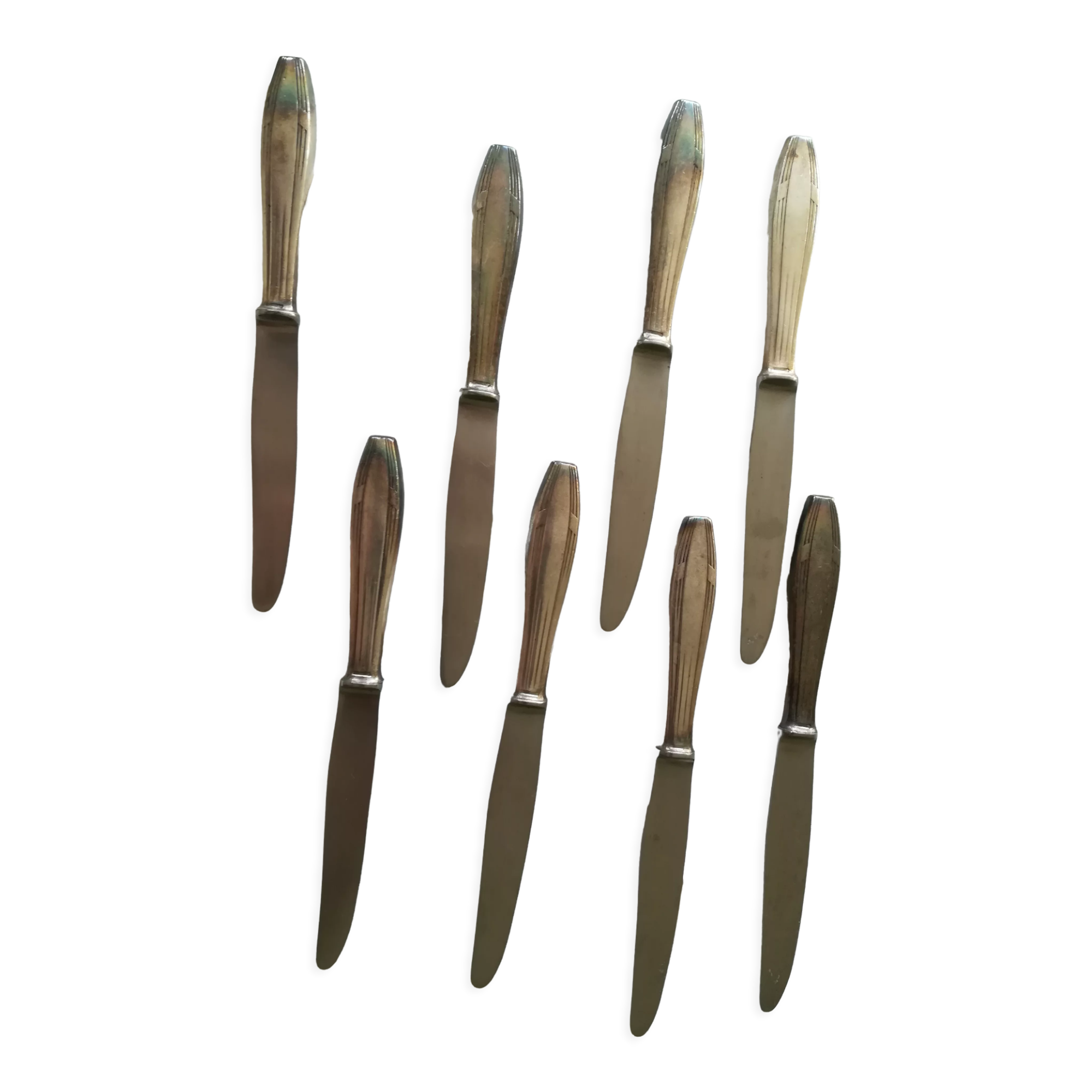 8 vintage Christofle knives in silver metal