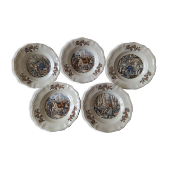 5 hollow plates faience sarreguemines ma normandie